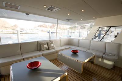Yacht First Home aft deck dining