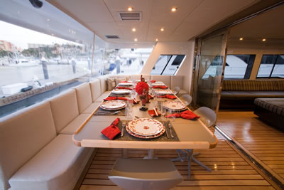 Yacht First Home aft deck seating