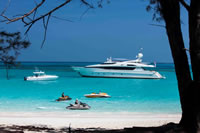 yacht in Bahamas and water toys