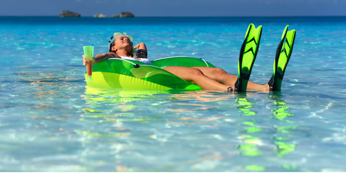 girl on water mattress