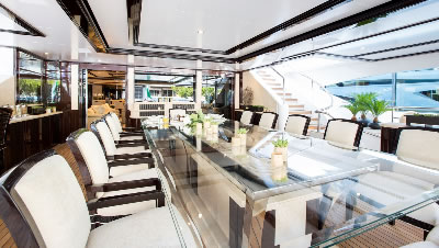 Yacht Illusion V aft dining upper salon