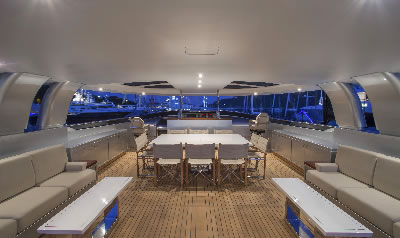 Polly sundeck with bimini top